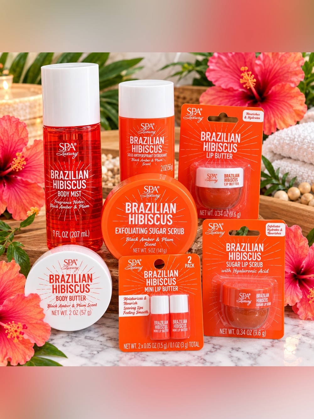 🍊 NWT Spa Luxury Brazilian Hibiscus 7-Piece Bath & Body Bundle 🍊